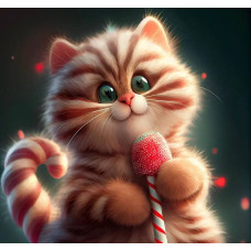 Алмазна мозаїка "Кіт з льодяником", 20*20см, на рамці, в кор.21*21*2,5см, ТМ Dreamtoys S10019