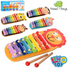 Дерев'яна іграшка Ксилофон MD 2377 (20шт) тварина, 32см, 8тонів, палички 2шт, 5вид, в кор, 16-35-4см