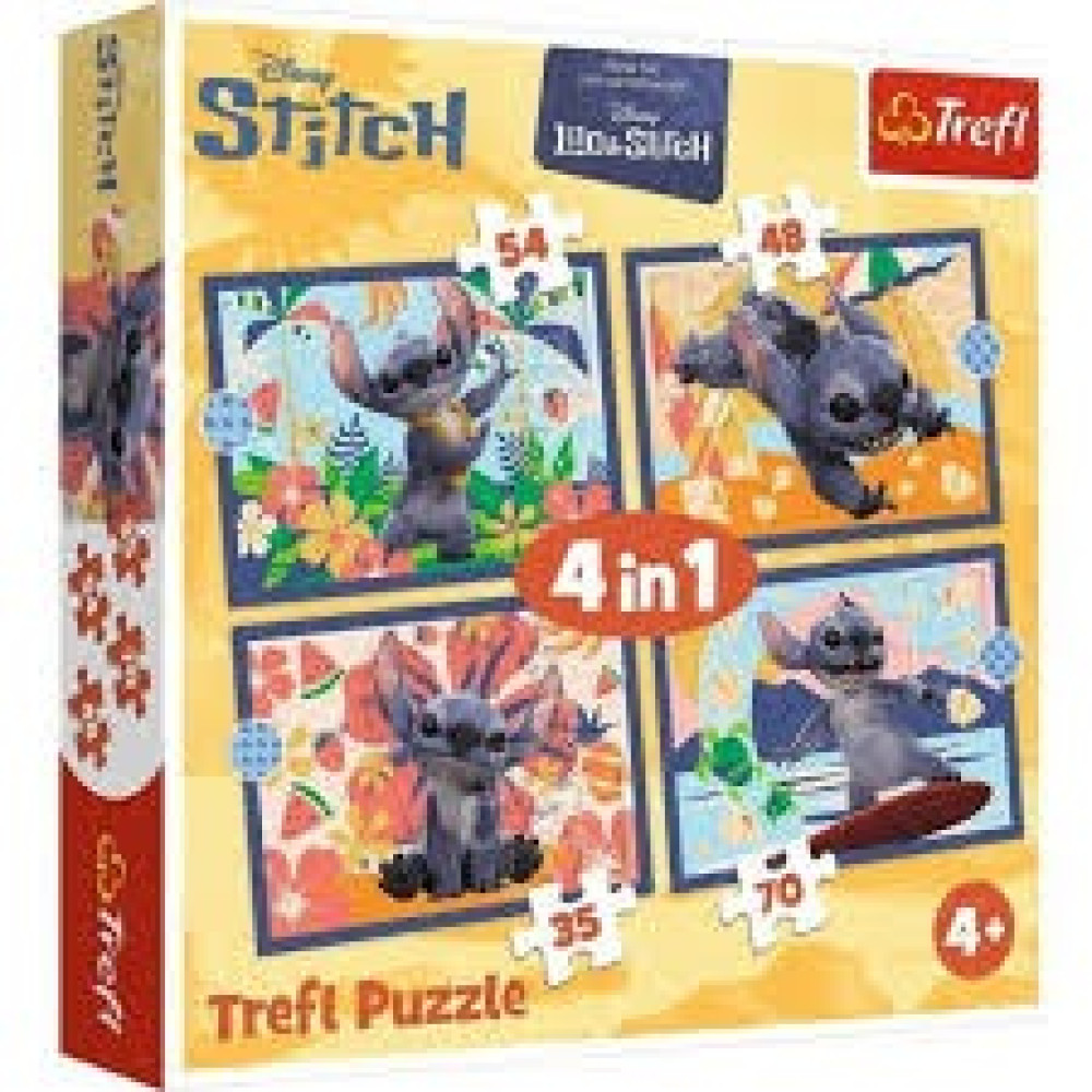 Пазли "4in1 (35, 48, 54, 70)" Disney Stitch The Movie Відпустка на Гаваях Trefl 46664