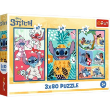 Пазли "3x80" Lilo&Stitch Світ Cтіча Trefl 34885
