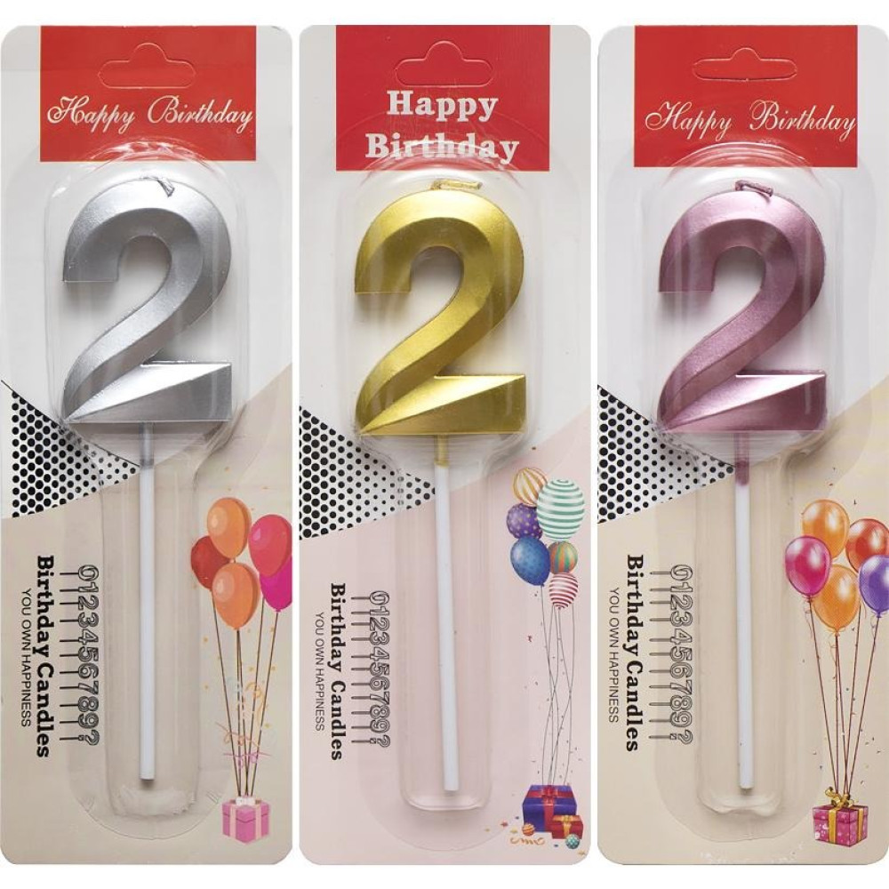 Свічка-цифра "2" металік TL-1056 (111562)