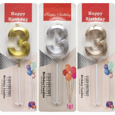 Свічка-цифра "3" металік TL-1056 (111563)