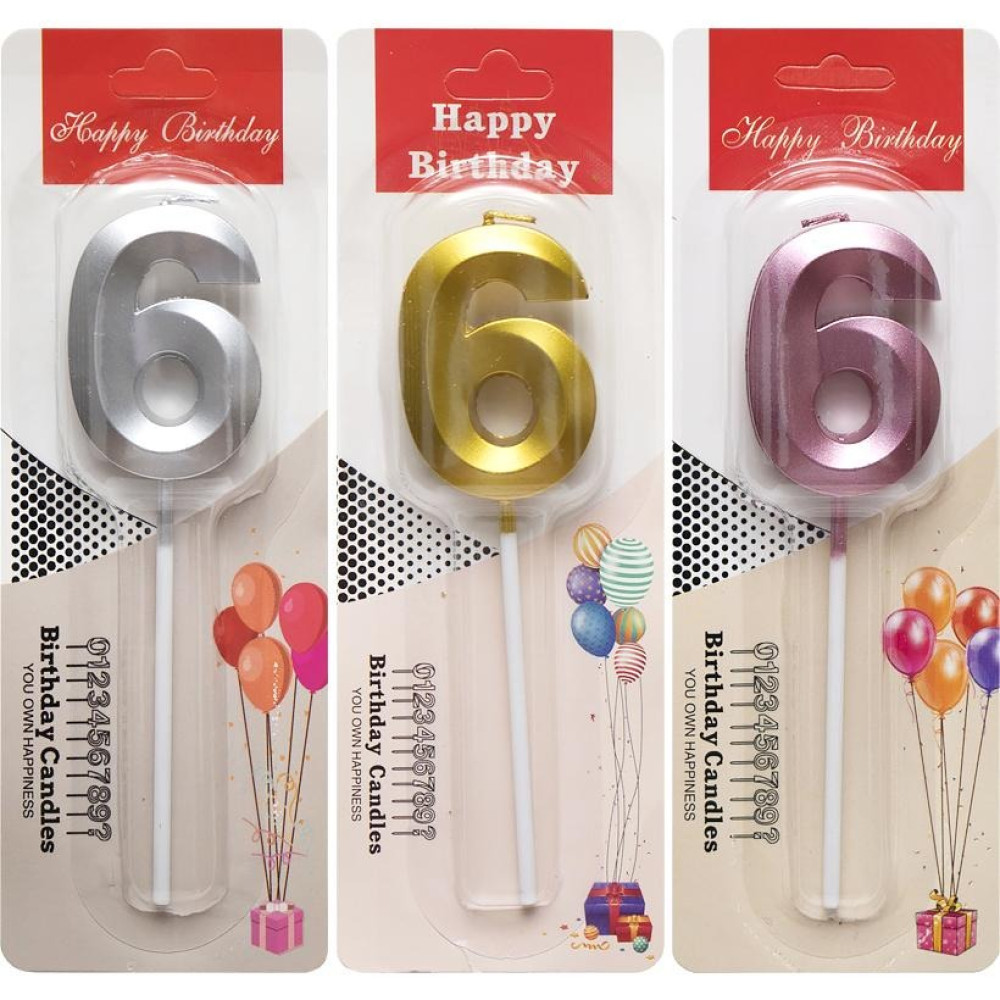 Свічка-цифра "6" металік TL-1056 (111566)