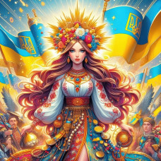 Алмазна мозаїка "Жінка Україна" S10300 ТМ Dreamtoys, 20x20 см, на рамці, 21x21x2,5 см, в коробці