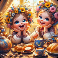 Алмазна мозаїка "Щасливі українські дічатка", 20*20см, на рамці, в кор. 21*21*2,5см, ТМ Dreamtoys S10307