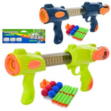 Автомат помповий 93-001 (36шт) 36см, кулі-кульки 6шт, кулі-присоски 10шт, 2 кольори, в пакеті, 23-47-8см