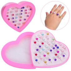 Колечко  RING-14 (1260шт) метал, 36 шт.(мікс кольорів) в дисплеї(серце), 15,5-14-3см