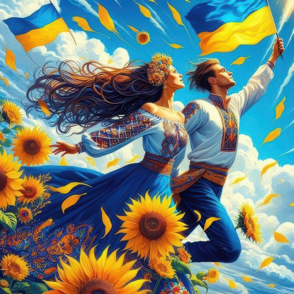 Алмазна мозаїка "Під прапором України", 20*20см, на рамці, в кор. 21*21*2,5см, ТМ Dreamtoys S10296