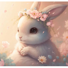 Алмазна мозаїка "Кролик у квітковому вінку", 20*20см, на рамці, в кор.21*21*2,5см, ТМ Dreamtoys S10044