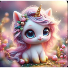 Алмазна мозаїка "Єдиноріжка з милим поглядом", 20*20см, на рамці, в кор. 21*21*2,5см, ТМ Dreamtoys S10361