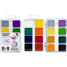 Акварель медова 16 кольорів, б/к, пластик 11,5х7,5см, 7С: 7C11603 (121089)
