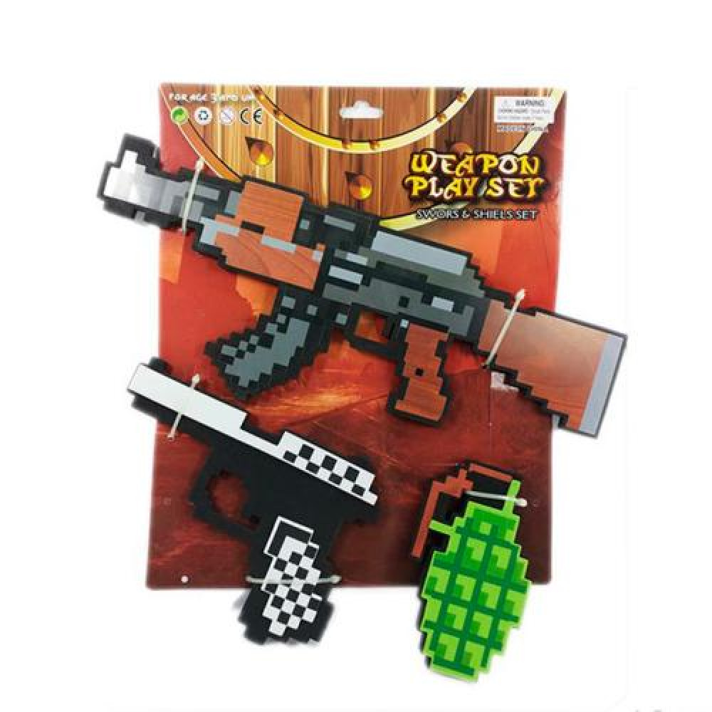 Автомат 16037 (48шт) MK, EVA, набір зброї (пістолет, граната), на листі, 39-35-1,5см