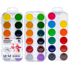 Акварель медова 24 кольорів, б/к, пластик 17х7,5см, 7С: 7C12405 (121091)