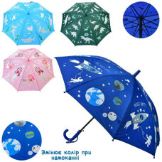 Парасолька дитяча MK 5278 (24шт) змінює колір, довжина 67см, тростина 62см, діаметр 88см, спиця 48см, тканина, 4 види, в пакеті,