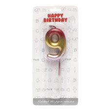 Свічка-цифра "9" металік різнокольорова JY-1065 (111547)