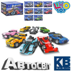 Конструктор KB 6001 (240шт) машинки, інерційні, від 45 дет, 16шт (8видів) в дисплеї, 30-20-17см