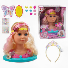 Манекен, голова для зачісок YL 888 D-1 (8) манекен для зачісок та макіяжу, світловий ефект, з аксесуарами, в коробці