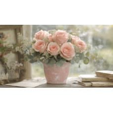 Алмазна мозаїка "Квітковий спокій" S20299 ТМ Dreamtoys, 30x40 см, на рамці  31x41x2,5 см, в коробці