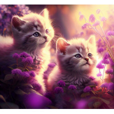 Алмазна мозаїка "Кошенята серед квітів", 30*40см, на рамці, в кор.31*41*2,5см, ТМ Dreamtoys S20069