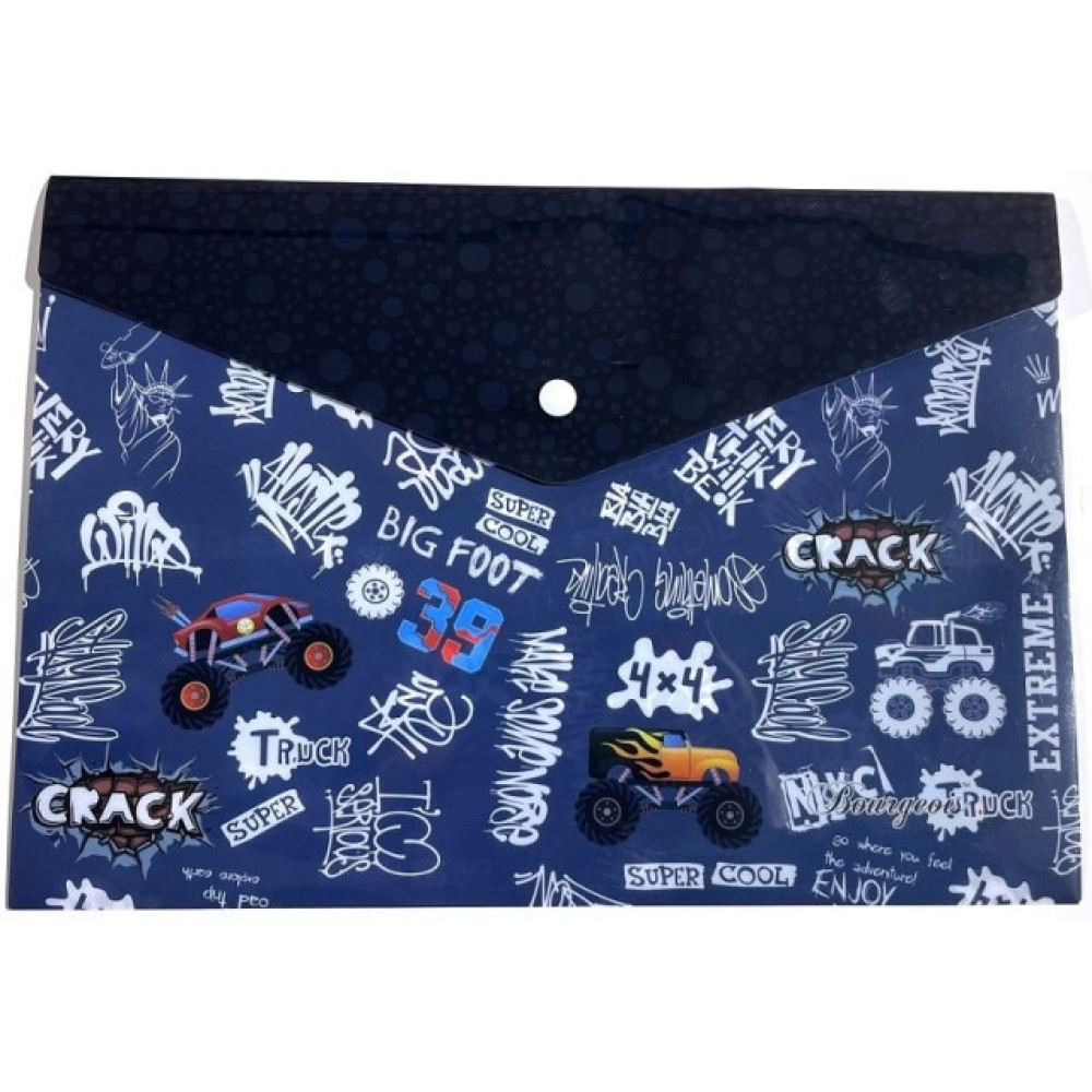 Папка конверт на кнопці, А4+, 160 мкм, кольоровий друк, Р0204