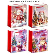 Пакет подарунковий великий Санта Клаус Розмір: L 30х41.5х12 см 14629