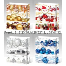 Пакет подарунковий средний Ялинкові кулі M 26x32x10 см 14620