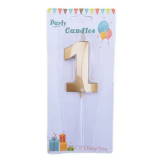 Свічка-цифра в торт "Металік" - 1 (золота) 3D 8 см 12194