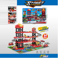 Паркінг MH-625 (16шт) "Пожежна частина",4-х рівневий,3 машинки,ліфт у короб.52*33,5*10см