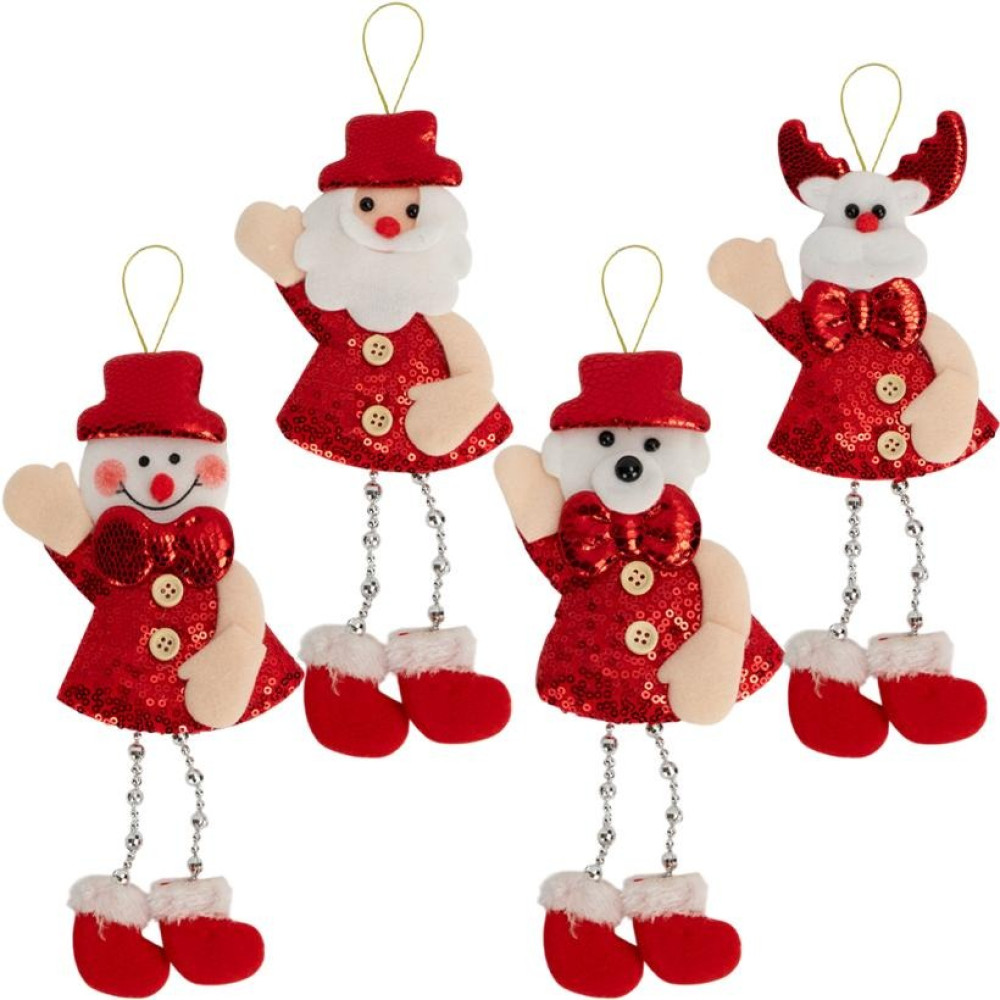 Прикраса-іграшка ялинкова "Новорічні персонажі у червоному" 22х9 см CX25-14 (123287)