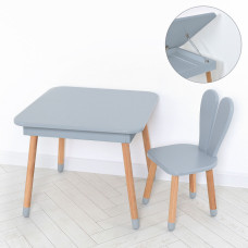 Комплект ARINWOOD Зайчик Table з ящиком Сірий Однотонний (столик + стілець) 4-025GRAY-TABLE