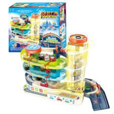 Інтерактивний автотрек 92629 (16) "WToys", ОЗВУЧУВАННЯ УКРАЇНСЬКОЮ МОВОЮ, автоматичний підіймач, звук, світло, пісні, 4 машинки, паркінг, виїзди, в ко