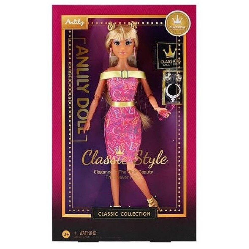 Лялька 616553 (36) висота 30 см, шарнірні суглоби, знімний одяг та взуття, кольє, 2 пари сережок, окуляри, в коробці