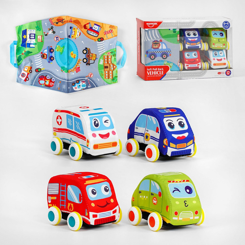 Набір тканинних машин HE 0219 (48/2) 4 шт в коробці, інерція, сумка-килимок