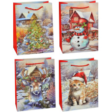 Подарунковий новорічний пакет L (31x42x12 см) 6004L