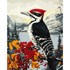 Набір для розпису по номерах "Дятел на гілці" 40х50 см KHO6777