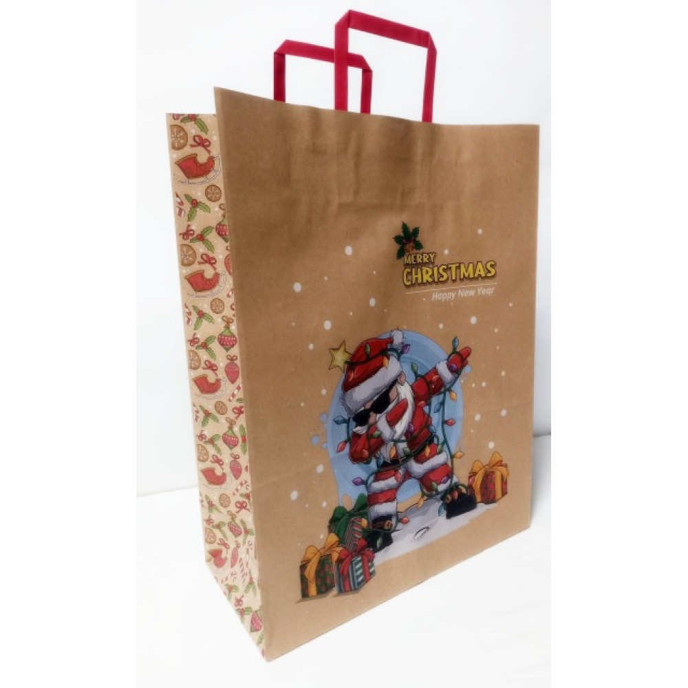 Пакет крафт ручки - прямокутні паперові кольорові, 32х15х42 см, папір 100 г/ м2.Крафт колір Бурий KGB 324215 -12