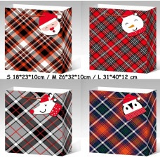 Пакет подарунковий середній "Червона клітинка" M 26x32x10 см 15658