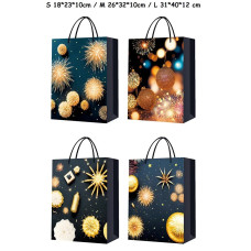 Пакет подарунковий великий "Золотий салют на чорному" L 30x41.5x12 см 15671