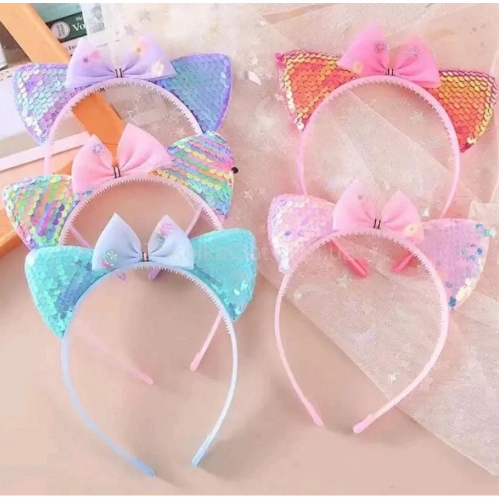 Обруч для волосся вушки з паєтками (12) ВН36-19