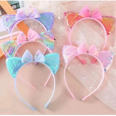 Обруч для волосся вушки з паєтками (12) ВН36-19