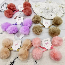 Гумка для волосся тонка+ хутро помпон 12 см (24) ВВ-3450