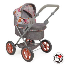 Коляска T724038 (4шт) для ляльки, класика, регул.ручка EVA, люлька 46-24см, сумка, підсклянник, метал, в кор-ці, 58-36-11см