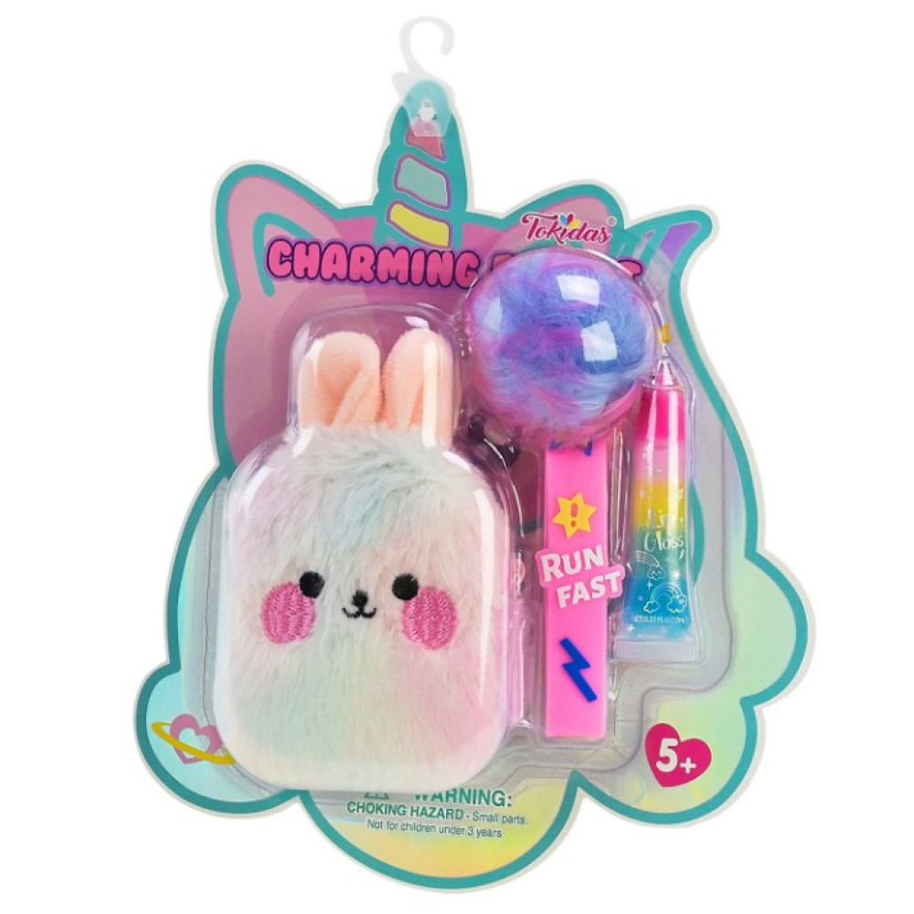 Косметика арт. T086 (24шт/4)  блиск для губ, стильна іграшка-брелок-гаманець слюда 20*2*15 см