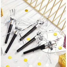 Дудка святкова "Велика чорна з сріблом" 5 см (100 шт) 15776