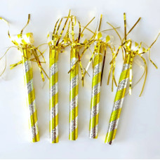 Дудка святкова "Фольгована, смугаста жовта" 15 см (100 шт) 15778