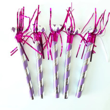 Дудка святкова "Фольгована, смугаста фуксія" 15 см (100 шт) 15780
