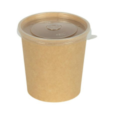 Стакан-супник КРАФТ із пластиковою кришкою 450мл 16oz Paper cup (122902)