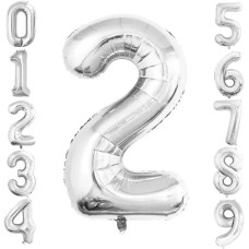Фольгована цифра під гелій (80 см) - "2" (срібло) 02380