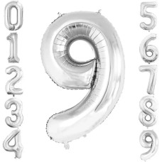 Фольгована цифра під гелій (80 см) - "9" (срібло) 02387