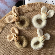 Гумка для волосся дитяча хутро з зайчиком 5 см (10) ДД-2555